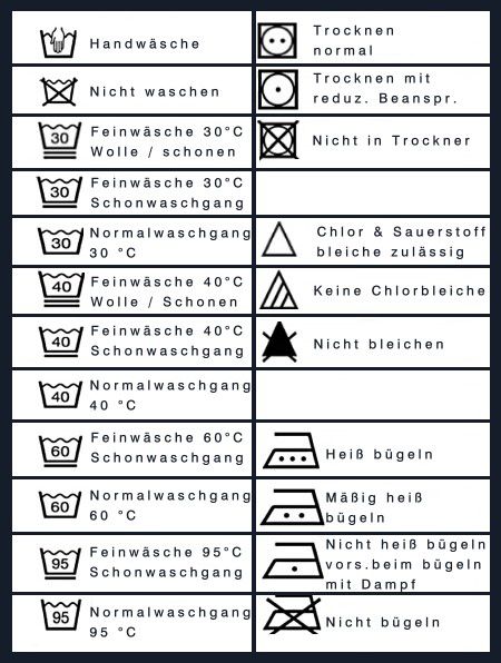 Pflegesymbole Tepe Herrenmode in Essen (Oldenburg)